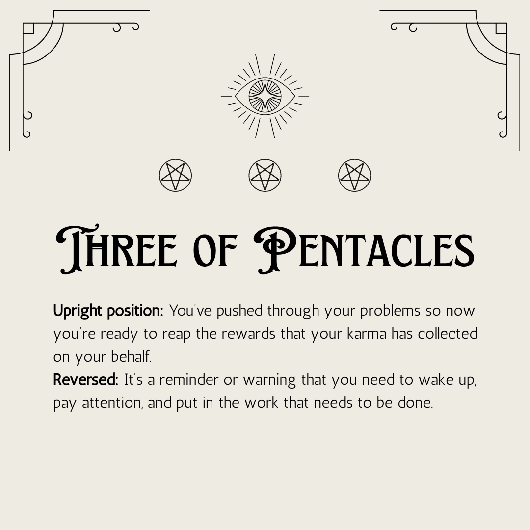 three of pentacles meaning - upright position and reversed position